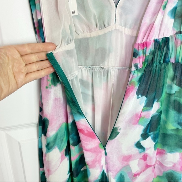 New Zara Floral Print Deep V-neck Flowy Wide Leg Jumpsuit - Picture 10 of 13